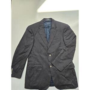 Nautica Mens 40R Gray Sport Coat Blazer Two Button Tweed Herringbone Lambswool